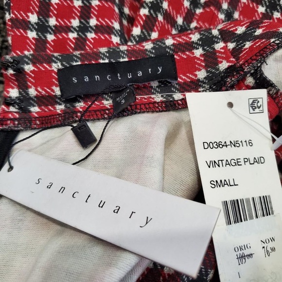 NWT Sanctuary Vintage Plaid Mock Neck Mini Dress Size Small - Picture 6 of 7